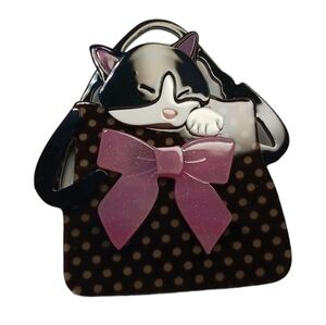 Cat in the Bag Kitty in the Purse Acrylic Pin Brooch